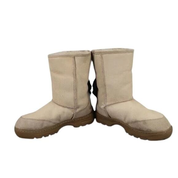 Lamo Shoes Women 8 Boots Winter Comfort Pull On Casual Warm Mens 7 Beige Leather - Picture 8 of 14